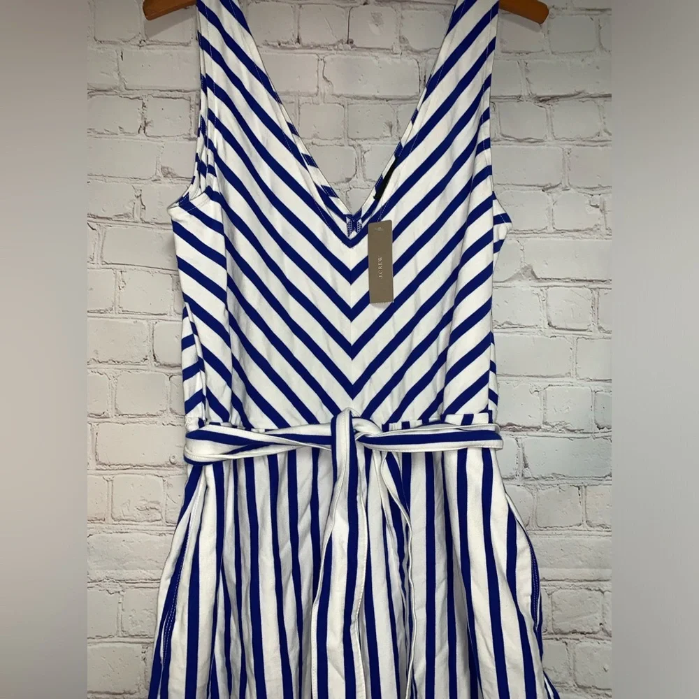 NEW J. Crew Re-Imagined Striped Wide Leg Summer Jumpsuit Size 10 - Picture 2 of 9